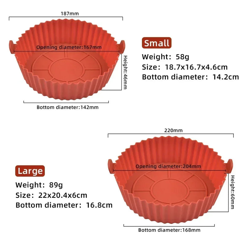 Recipiente reutilizável de silicone para fritadeira, panela cesta, bandeja, forro Airfryer, panela, molde de cozimento, vasilha forma protetor, acessórios