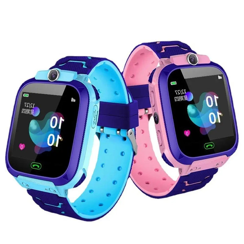 Criança relógio inteligente q12b 2g rede crianças smartwatch meninos meninas dial chamada sos lbs foto câmera jogo de matemática forandroid ios setracker