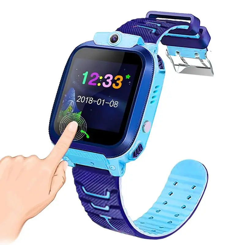 Criança relógio inteligente q12b 2g rede crianças smartwatch meninos meninas dial chamada sos lbs foto câmera jogo de matemática forandroid ios setracker