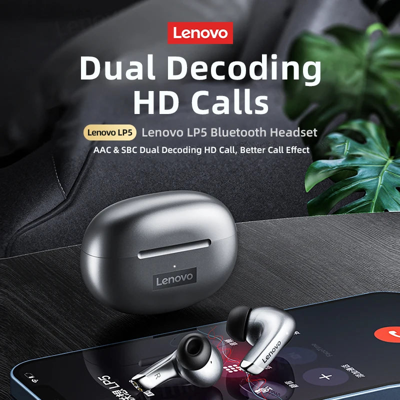 fone Lenovo LP5  Wireless Bluetooth Earbuds HiFi Music Earphone With Mic Headphones Sports Waterproof Headset 2021New