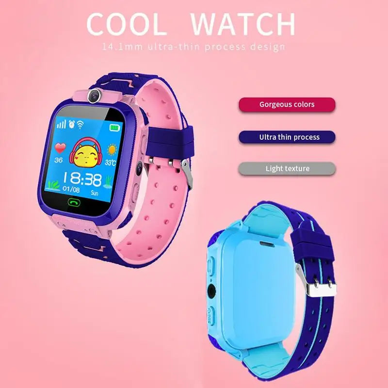 Criança relógio inteligente q12b 2g rede crianças smartwatch meninos meninas dial chamada sos lbs foto câmera jogo de matemática forandroid ios setracker