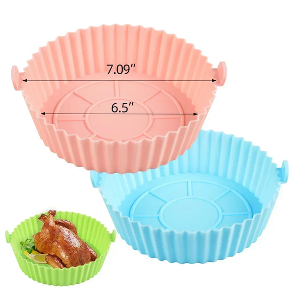 Recipiente reutilizável de silicone para fritadeira, panela cesta, bandeja, forro Airfryer, panela, molde de cozimento, vasilha forma protetor, acessórios