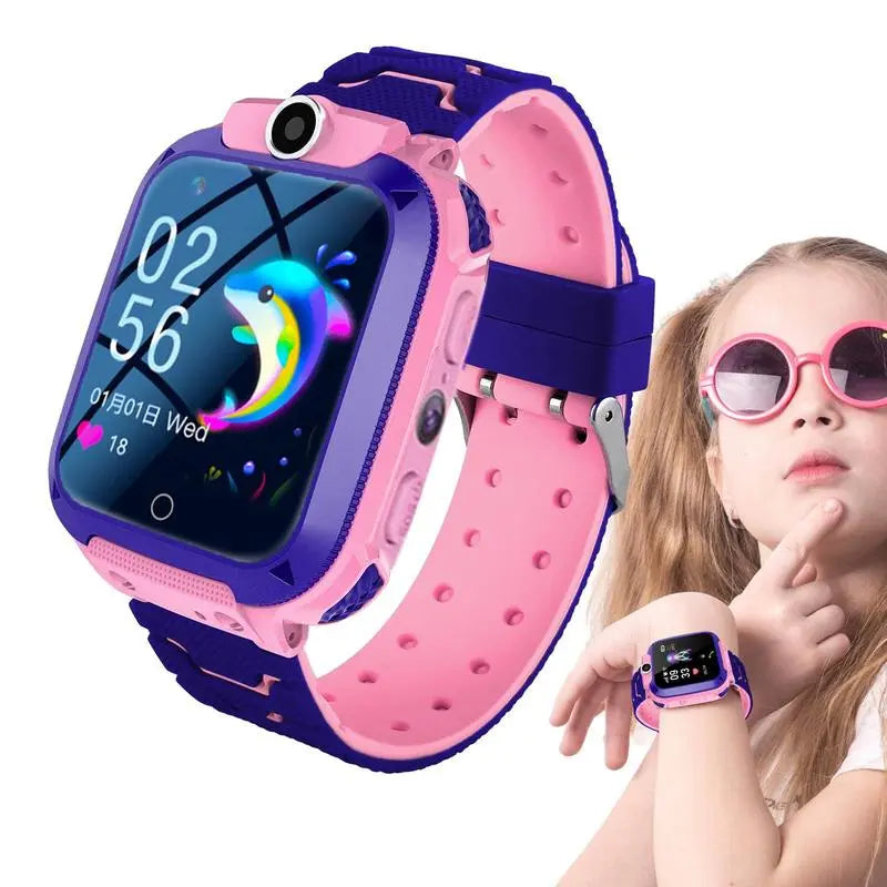 Criança relógio inteligente q12b 2g rede crianças smartwatch meninos meninas dial chamada sos lbs foto câmera jogo de matemática forandroid ios setracker